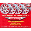 4 pcs. wheels Austin Healey Minilite 5.5x15 ET15 4x114.3 silver/diamond cut MBG, TR2-TR6