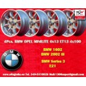 4 Stk Felgen BMW Minilite 6x13 ET13 4x100 silver/diamond cut 1502-2002tii, 3 E21