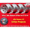 4 pcs. wheels Alfa Romeo Minilite 8x13 ET-6 4x108 silver/diamond cut Escort Mk1-2, Capri, Cortina