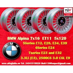 4 pcs. jantes BMW Alpina 7x16 ET11 5x120 silver/black 5 E12, E28, E34, 6 E24, 7 E23, E32, E3, E9