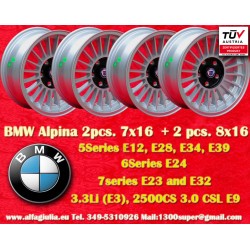 4 Stk Felgen BMW Alpina 7x16 ET11 8x16 ET24 5x120 silver/black 5 E12, E28, E34, 6 E24, 7 E23, E32, E3, E9