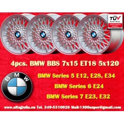 4 pcs. jantes BMW BBS 7x15 ET20 5x120 silver M3 E30, 5 E12, E28, E34, 6 E24, 7 E23, E32, E3, E9