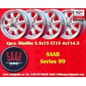 4 pcs. wheels Saab Minilite 5.5x15 ET15 4x114.3 silver/diamond cut MBG, TR2-TR6