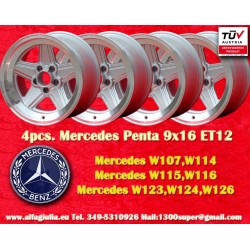 Mercedes Penta 9x16 ET12 5x112 silver/diamond cut 107 108 109 116 123 126 only back axle cerchi wheels jantes llantas felgen 