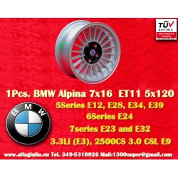 1 pz. cerchio BMW Alpina 7x16 ET11 5x120 silver/black 5 E12, E28, E34, 6 E24, 7 E23, E32, E3, E9