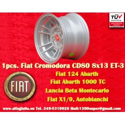 1 Stk Felge Fiat Cromodora CD80  8x13 ET-3 4x98 silver 124 Abarth Spider Coupe