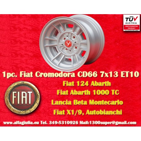 Fiat Cromodora CD66 7x13 ET10 4x98 silver 124 Spider, Coupé, X1 9