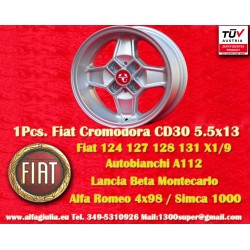 1 ud. llanta Fiat Cromodora CD30 5.5x13 ET7 4x98 silver 124 Berlina, Coupe, Spider, 125, 127, 128, 131, X1 9