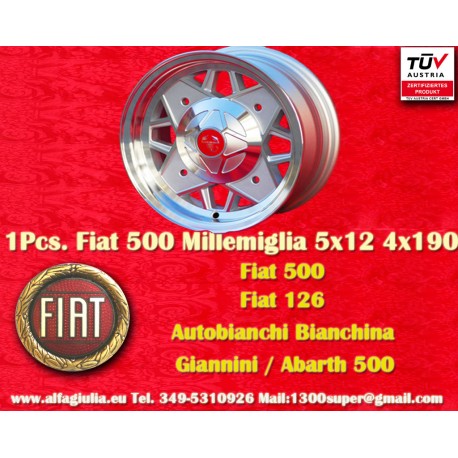 Felge Fiat Millemiglia 5x12 ET20 4x190 silver 500,Bianchina