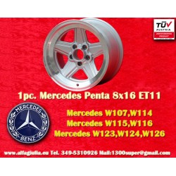 Mercedes Penta 8x16 ET11 5x112 silver/diamond cut 107 108 109 116 123 126 cerchio wheel jante llanta felge 