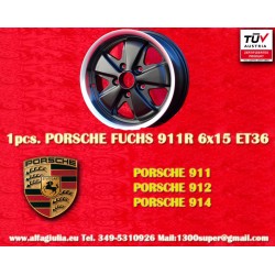 1 pc. wheel Porsche  Fuchs 6x15 ET36 5x130 matt black/diamond cut 356 C SC, 911 -1989, 914 6