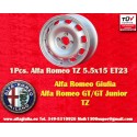 1 pc. wheel Alfa Romeo TZ 5.5x15 ET35 4x108 silver Giulia TI Super 105 -1971, Giulietta 101, 750