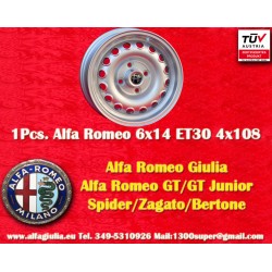 Felge Alfa Romeo Campagnolo 6x14 ET30 4x108 silver Giulia, 105 Berlina, Coupe, Spider, GT GTA GTC