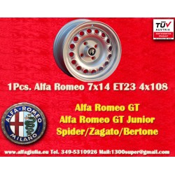 cerchio Alfa Romeo Campagnolo 7x14 ET23 4x108 silver 105 Coupe, Spider, GT GTA GTC, Montreal