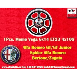 Felge Alfa Romeo Momo Vega 6x14 ET23 4x108 matt black/diamond cut 105 Berlina, Giulia, Coupé, Spider, GTC