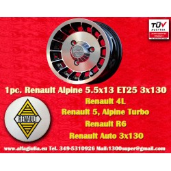 1 Stk Felge Renault Alpine 5.5x13 ET25 3x130 matt black/diamond cut R4, R5, R6