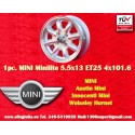 1 pc. jante Mini Minilite 5.5x13 ET25 4x101.6 silver/diamond cut Mini Mk1-3 Austin Sprite (mk1-mk4) MG Midget