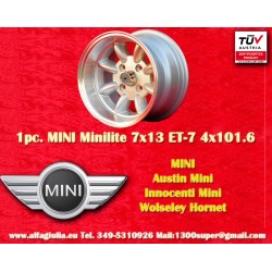 Felge Mini Minilite 7x13 ET-7 4x101.6 silver/diamond cut Mini Mk1-3