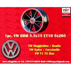 1 pc. wheel Volkswagen BRM 5.5x15 ET10 5x205 black/diamond cut Beetle -67, T1, T2a