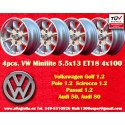 4 pz. cerchi Volkswagen Minilite 5.5x13 ET18 4x100 silver/diamond cut 1502-2002tii, 3 E21