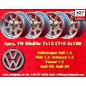 4 pz. cerchi Volkswagen Minilite 7x13 ET5 4x100 silver/diamond cut 1502-2002tii, 3 E21