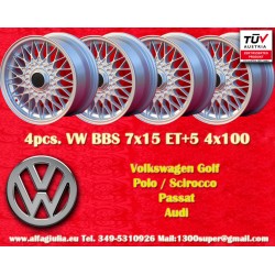 Volkswagen BBS 7x15 ET24 4x100 silver 3 E21, E30 cerchi wheels jantes llantas felgen