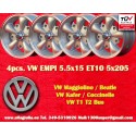 4 pcs. wheels Volkswagen EMPI 5.5x15 ET10 5x205 silver/diamond cut Beetle -67, T1, T2a