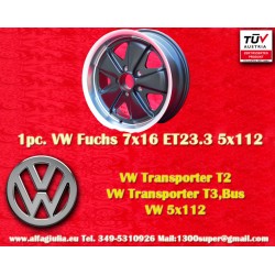 Volkswagen Fuchs 7x16 ET23.3 5x112 matt black/diamond cut T2b, T3 cerchio wheel jante llanta felge