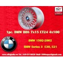1 Stk Felge BMW BBS 7x15 ET24 4x100 silver 3 E21, E30
