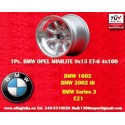 1 pc. wheel BMW Minilite 8x13 ET-6 4x100 silver/diamond cut 1502-2002 tii, 3 E21