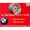 1 pz. cerchio BMW Minilite 7x13 ET-7 4x100 silver/diamond cut 1502-2002tii, 3 E21