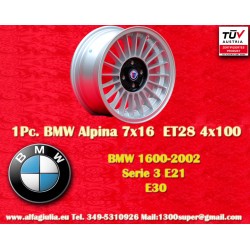 1 pz. cerchio BMW Alpina 7x16 ET28 4x100 silver/black 3 E21, E30