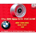 1 pc. wheel BMW Alpina 8x16 ET28 4x100 silver/black 3 E21, E30 only back axle