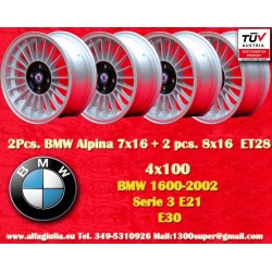 BMW Alpina 7x16 ET28 8x16 ET28 4x100 silver/black 3 E21, E30 Cerchi  wheels jantes llantas felgen