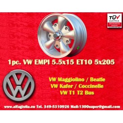 Volkswagen EMPI 5.5x15 ET10 5x205 silver/diamond cut Beetle -67, T1, T2a cerchio wheel jante felgen llanta