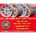 4 pcs. jantes Fiat Minilite 6x13 ET13 7x13 ET-7 4x98 silver/diamond cut 124 Berlina, Coupe, Spider, 125, 127, 131, 132, 