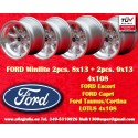 4 pcs. jantes Ford Minilite 8x13 ET-6 9x13 ET-12 4x108 silver/diamond cut Escort Mk1-2, Capri, Cortina