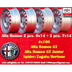 4 pcs. wheels Alfa Romeo Campagnolo 6x14 ET30 7x14 ET23 4x108 silver Giulia, 105 Berlina, Coupe, Spider, GT GTA GTC