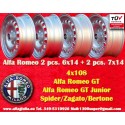 4 pz. cerchi Alfa Romeo Campagnolo 6x14 ET30 7x14 ET23 4x108 silver Giulia, 105 Berlina, Coupe, Spider, GT GTA GTC