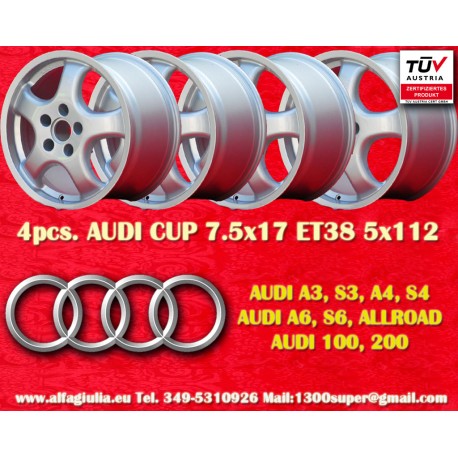 Audi Cup 7.5x17 ET38 5x112 silver T4, Golf, Passat, Beetle, Variant cerchi wheels llantas felgen jantes