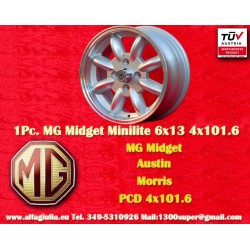 1 pc. wheel Mini Minilite 6x13 ET16 4x101.6 silver/diamond cut Mini Mk1-3