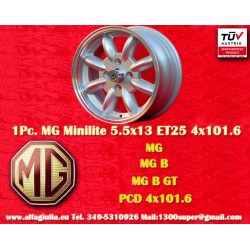 1 pc. wheel MG Minilite 5.5x13 ET25 4x101.6 silver/diamond cut Mini Mk1-3