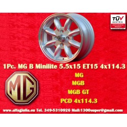 1 pc. wheel MG Minilite 5.5x15 ET15 4x114.3 silver/diamond cut MBG, TR2-TR6
