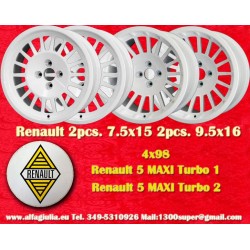 Renault 5 Maxi Turbo 2pcs 7.5x15 + 2 pcs. 9.5x16 4x98 cerchi wheels jantes llantas felgen