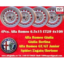 4 pcs. wheels Alfa Romeo Campagnolo 6.5x15 ET29 4x108 silver Giulia, 105 Berlina, Coupe, Spider, GTA GTC