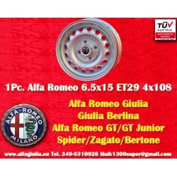 Alfa Romeo Campagnolo 6.5x15 ET29 4x108 silver Giulia, 105 Berlina, Coupe, Spider, GTA GTC cerchio wheel llanta jante felge