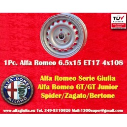 1 pc. wheel Alfa Romeo Campagnolo 6.5x15 ET17 4x108 silver 105 Coupe, Spider, GT GTA GTC, Montreal