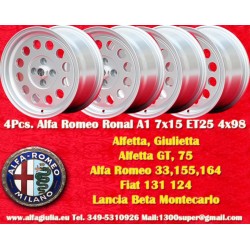 4 pcs. jantes Alfa Romeo Ronal 7x15 ET25 4x98 silver Alfetta, Alfetta GT   GTV, 33, 75 1.6i, 1.8i, 2.0TDI, 90, 155, Fiat