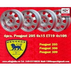 Peugeot Speedline 6x15 ET19 4x108 silver 205, 306, 309 cerchi wheels felgen jantes llantas