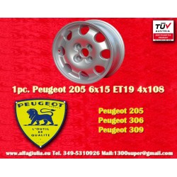Peugeot Speedline 6x15 ET19 4x108 silver 205, 306, 309 cerchio wheel felge jante llanta